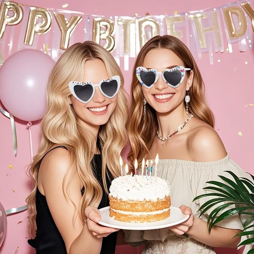 Birthday Glasses, Heart Sunglasses Birthday Babe Happy Birthday Party Gift Acces View 4